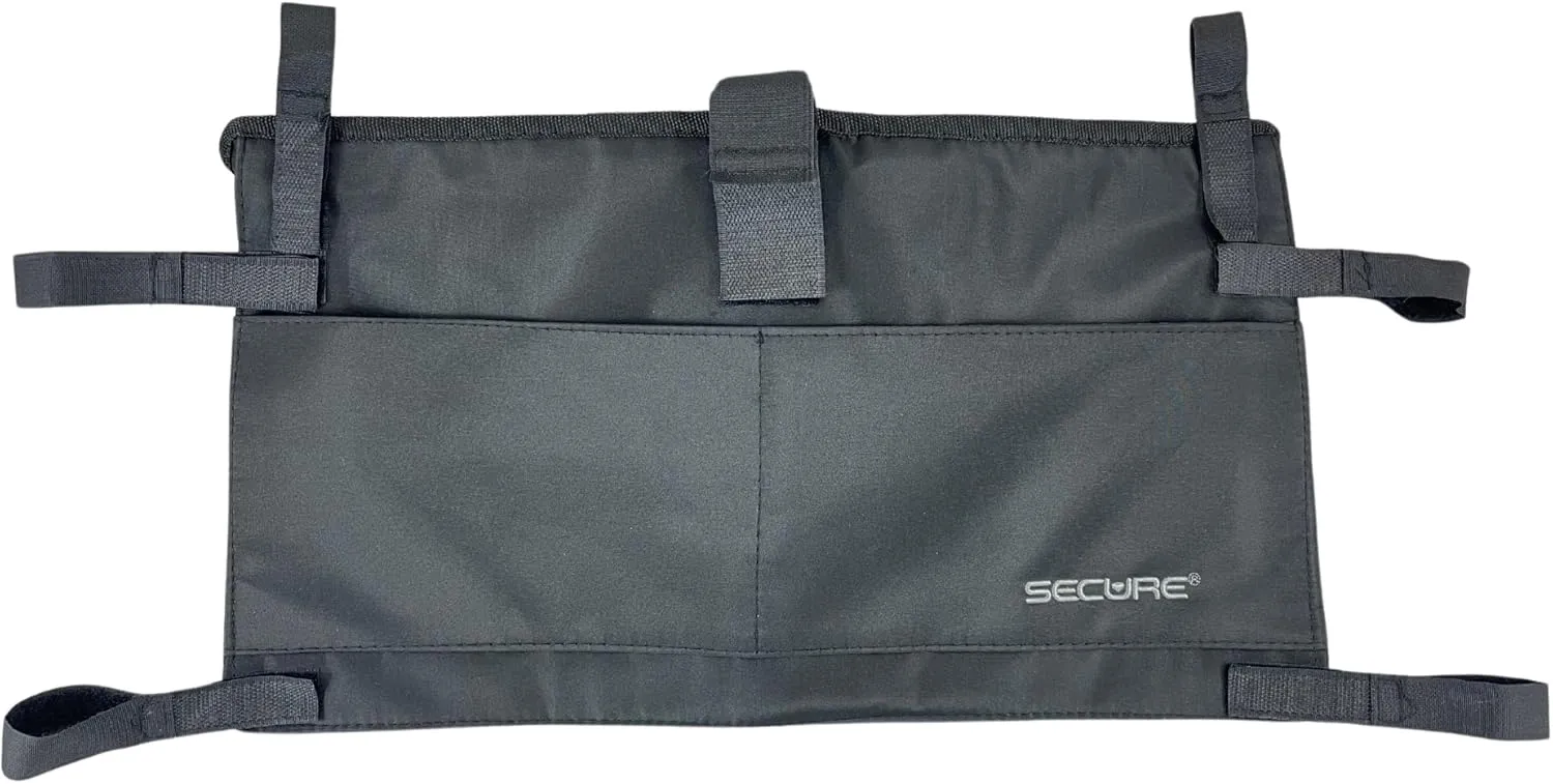 Secure Six Pocket Walker Storage Bag, Black - Mobility Aid Accessory Pouch for Elderly, Seniors, Disabled - Hands Free Tote Caddy Fits Most Walkers