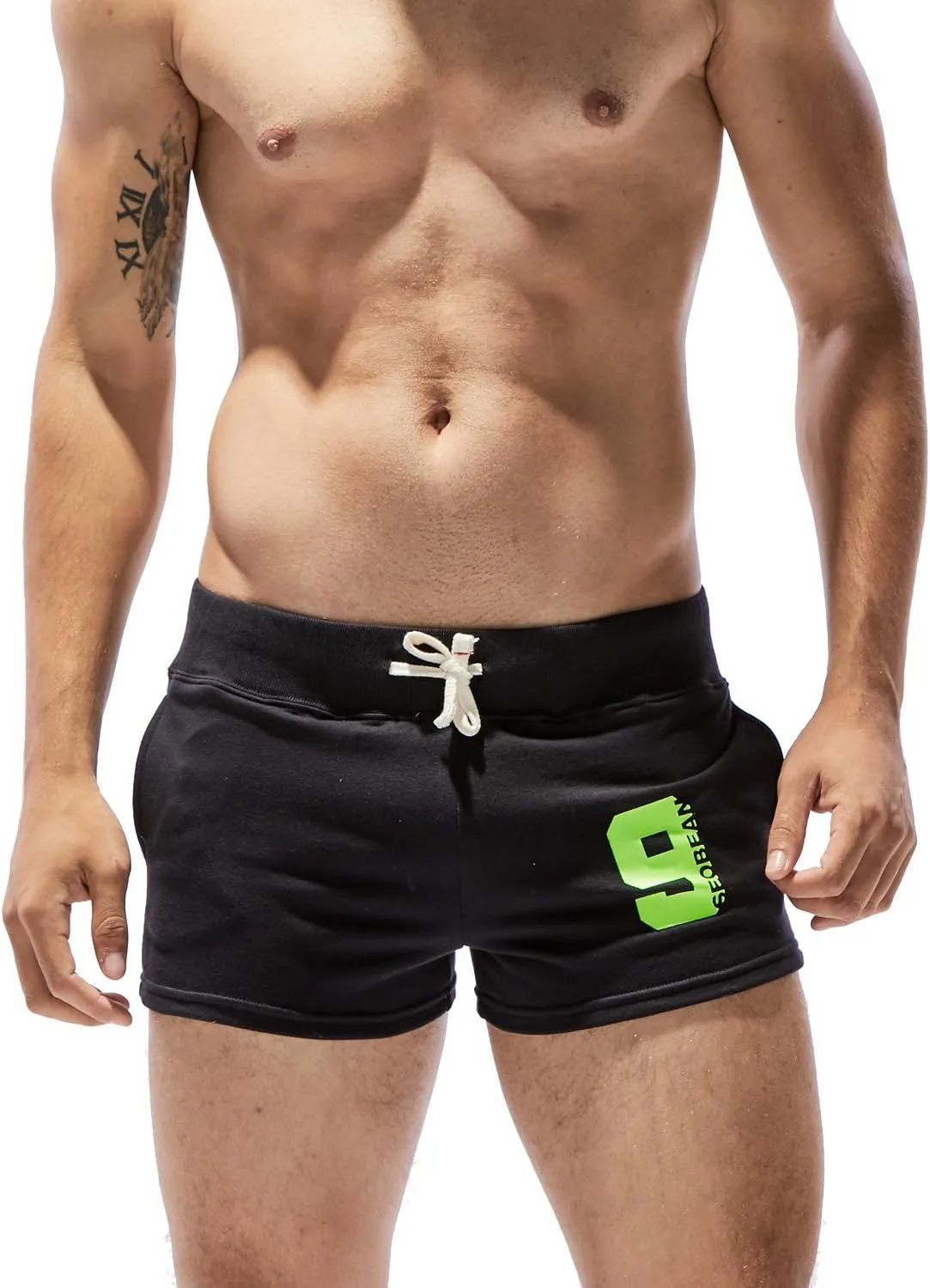 SEOBEAN Mens Low Rise Sports Soft Running Training Short Pants