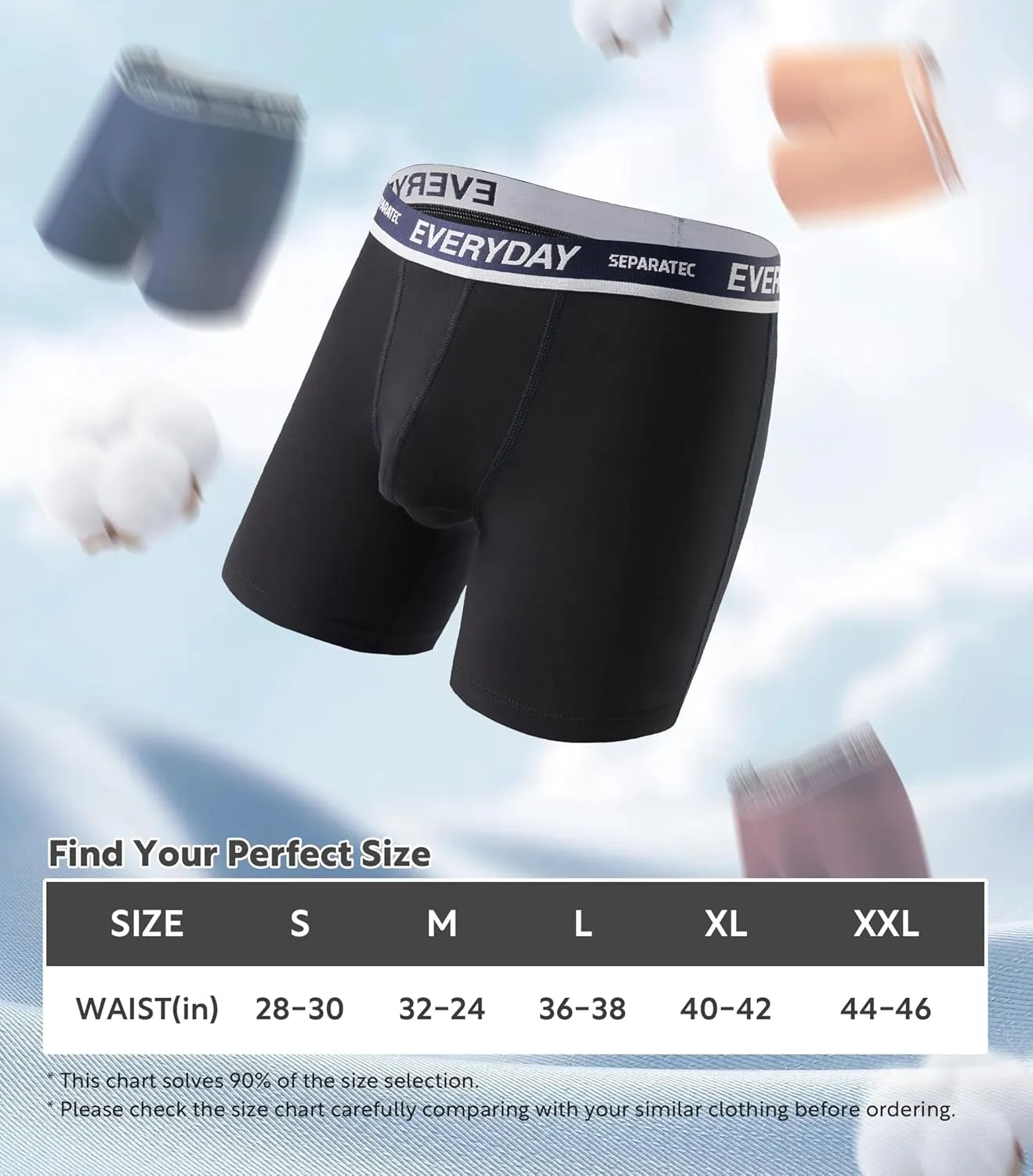 Separatec Cotton Dual Pouch Men's Underwear Comfortable Soft Breathable Everyday Boxer Briefs for men 7 Pack