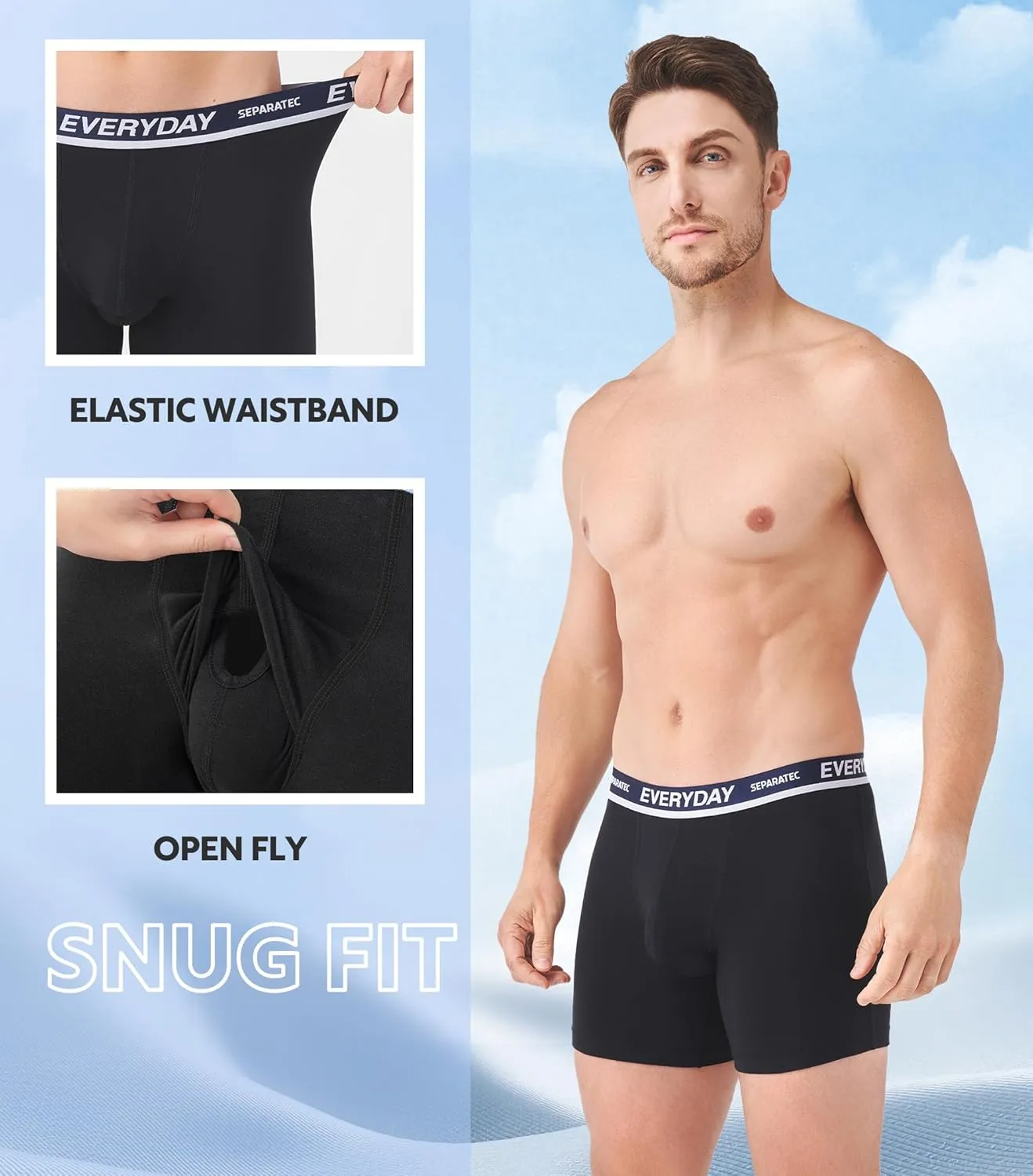 Separatec Cotton Dual Pouch Men's Underwear Comfortable Soft Breathable Everyday Boxer Briefs for men 7 Pack