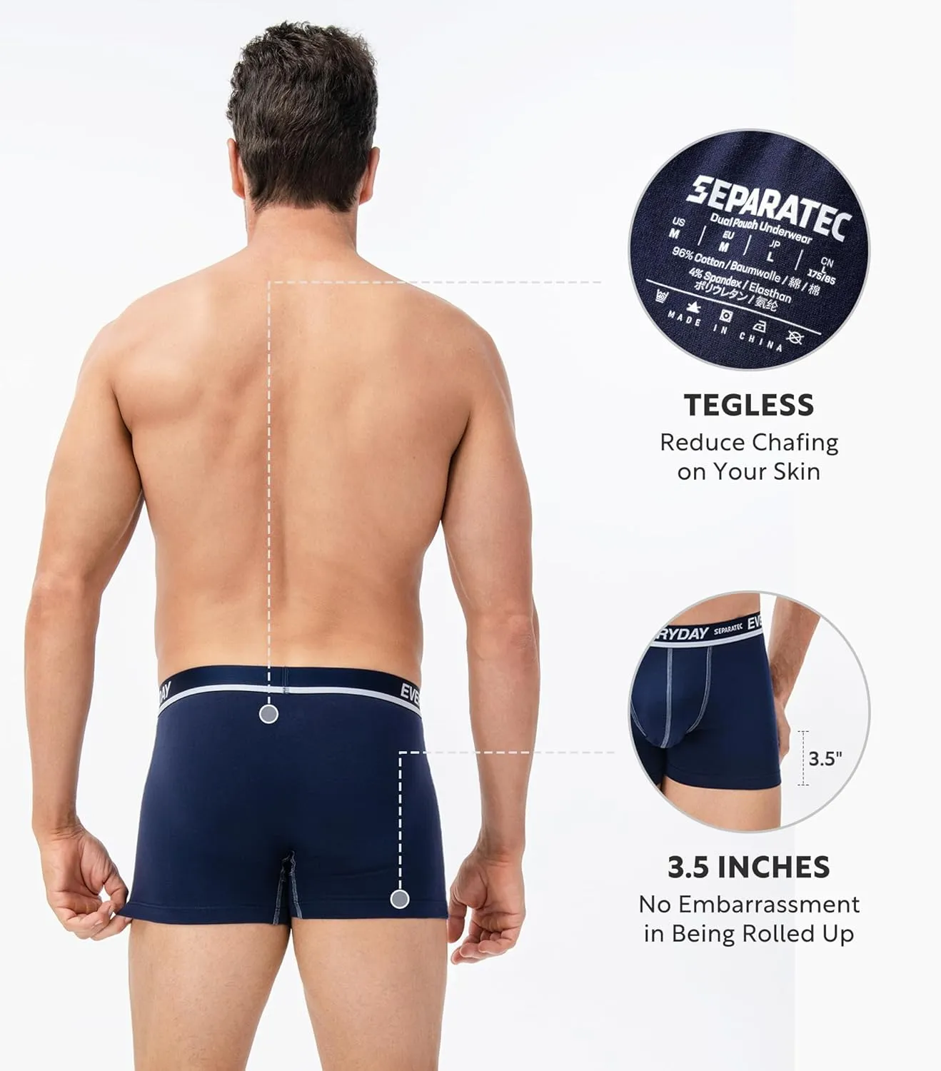 Separatec Cotton Dual Pouch Men's Underwear Comfortable Soft Breathable Everyday Boxer Briefs for men 7 Pack
