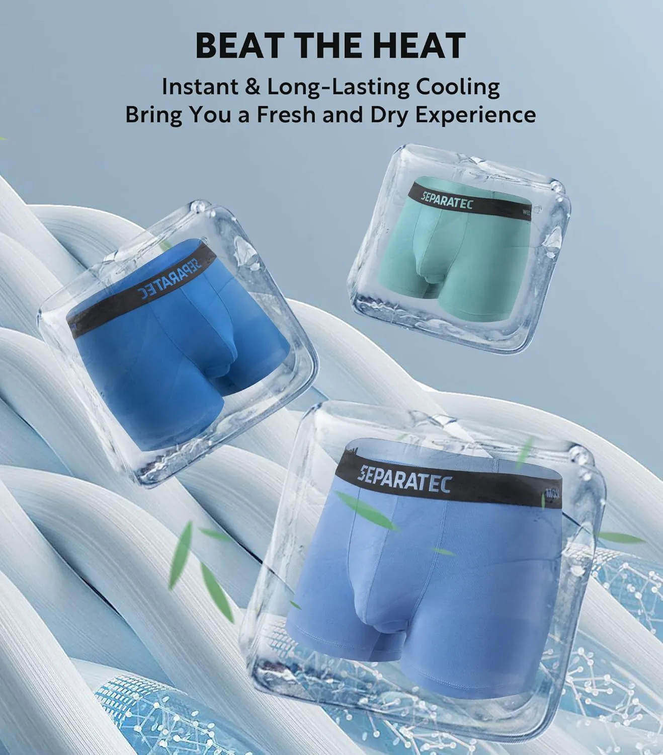 Separatec Dual Pouch Mens Underwear Breathable Cooling Rayon Made from Bamboo Underwear Men, Boxer Briefs and Trunks 7 Pack