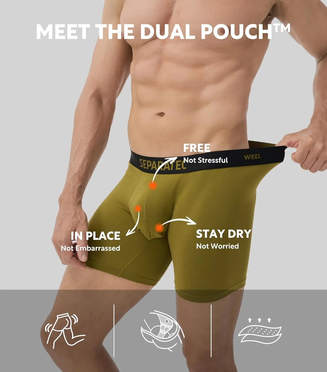 Separatec Dual Pouch Mens Underwear Breathable Cooling Rayon Made from Bamboo Underwear Men, Boxer Briefs and Trunks 7 Pack