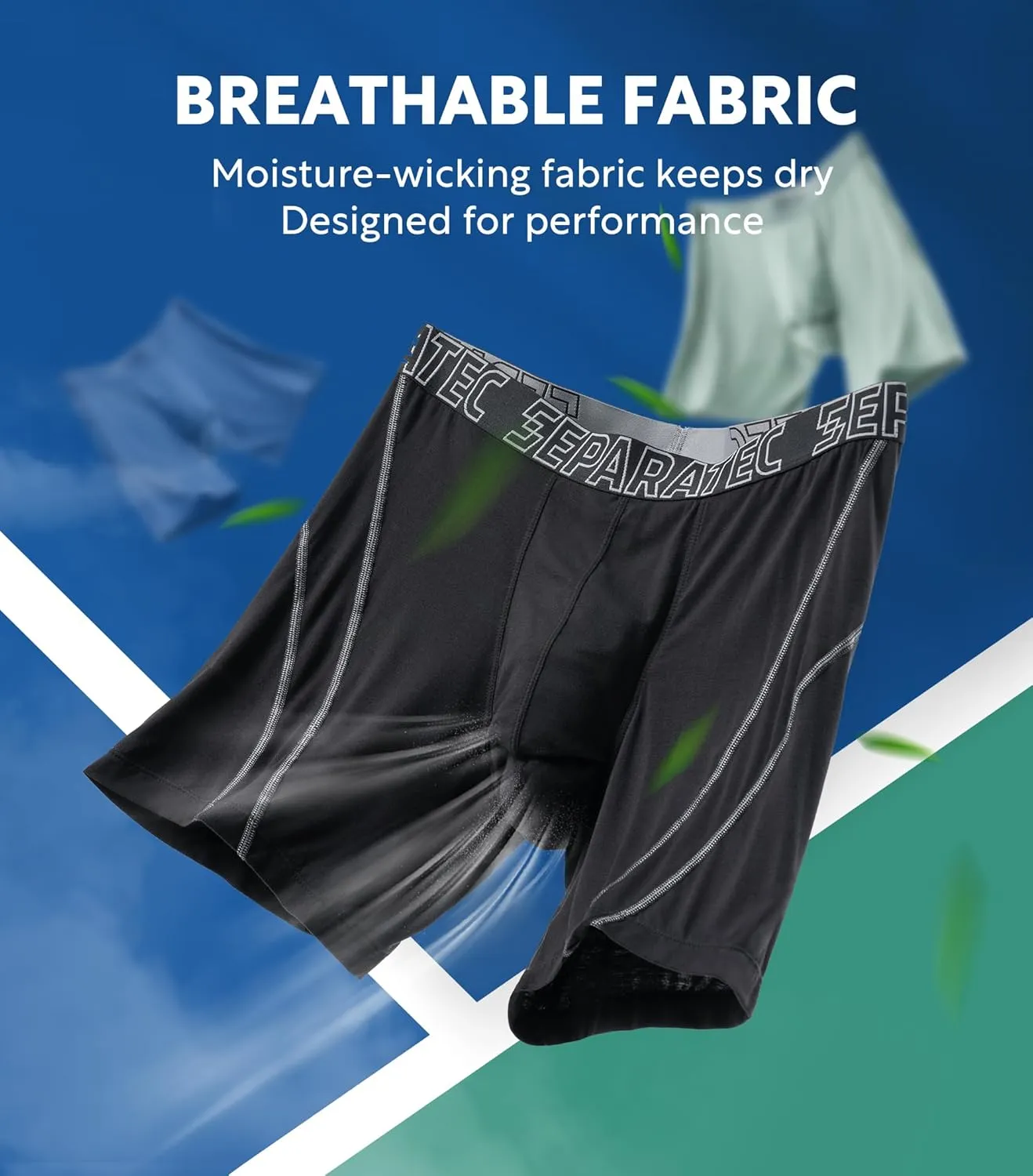 Separatec Dual Pouch Underwear for Men Moisture Wicking Breathable and Soft Men's Underwear Boxer Briefs with Fly 3 or 6 Pack