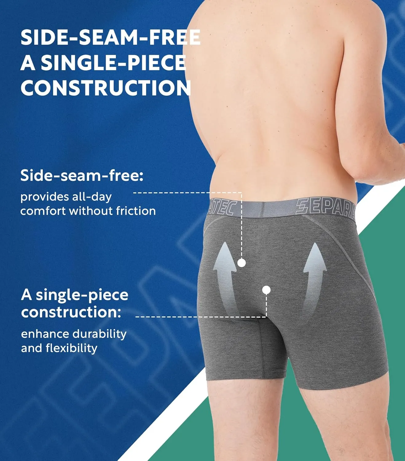Separatec Dual Pouch Underwear for Men Moisture Wicking Breathable and Soft Men's Underwear Boxer Briefs with Fly 3 or 6 Pack