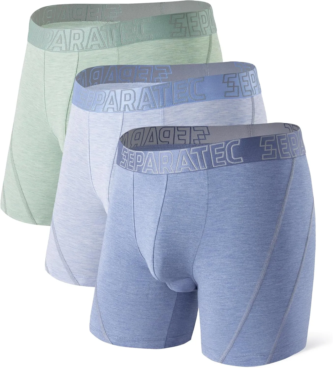 Separatec Dual Pouch Underwear for Men Moisture Wicking Breathable and Soft Men's Underwear Boxer Briefs with Fly 3 or 6 Pack