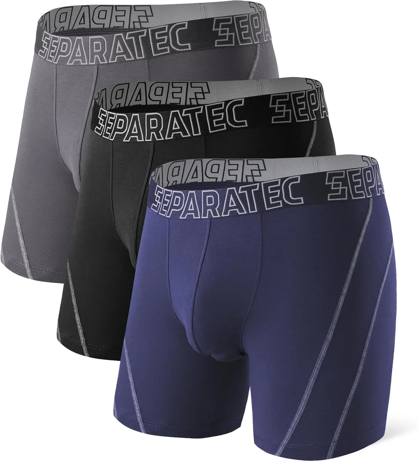Separatec Dual Pouch Underwear for Men Moisture Wicking Breathable and Soft Men's Underwear Boxer Briefs with Fly 3 or 6 Pack