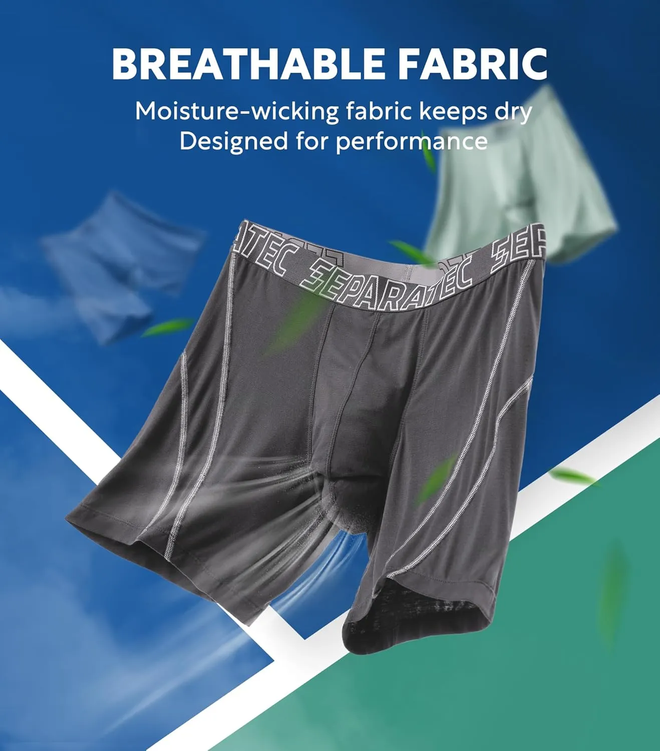 Separatec Dual Pouch Underwear for Men Moisture Wicking Breathable and Soft Men's Underwear Boxer Briefs with Fly 3 or 6 Pack