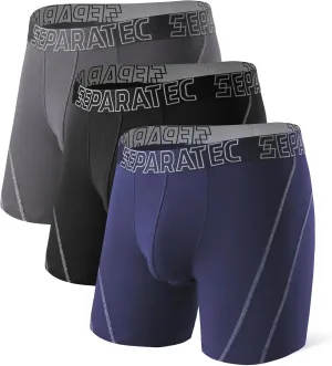 Separatec Dual Pouch Underwear for Men Moisture Wicking Breathable and Soft Men's Underwear Boxer Briefs with Fly 3 or 6 Pack