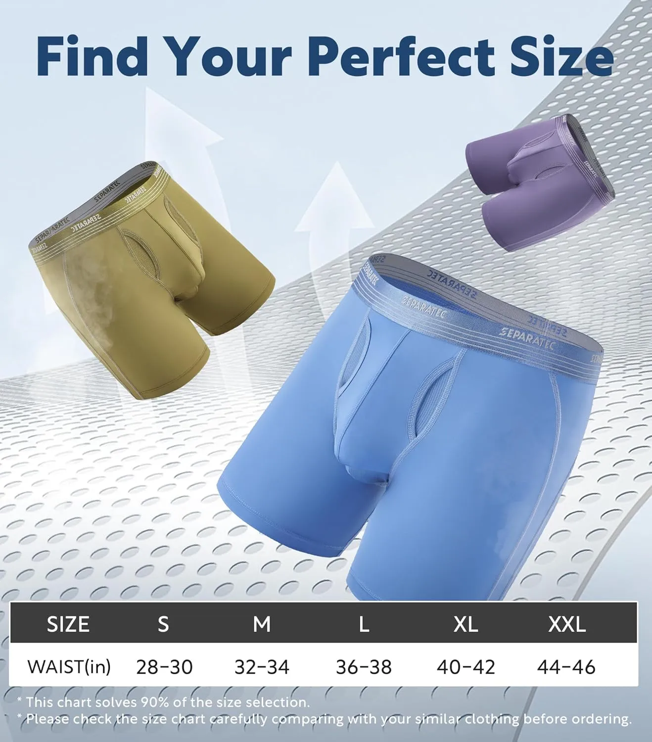 Separatec Mens Underwear with Pouch for balls Anti Chafing Underwear Men Athletic Sport Performance Long Boxer Briefs 3 Pack