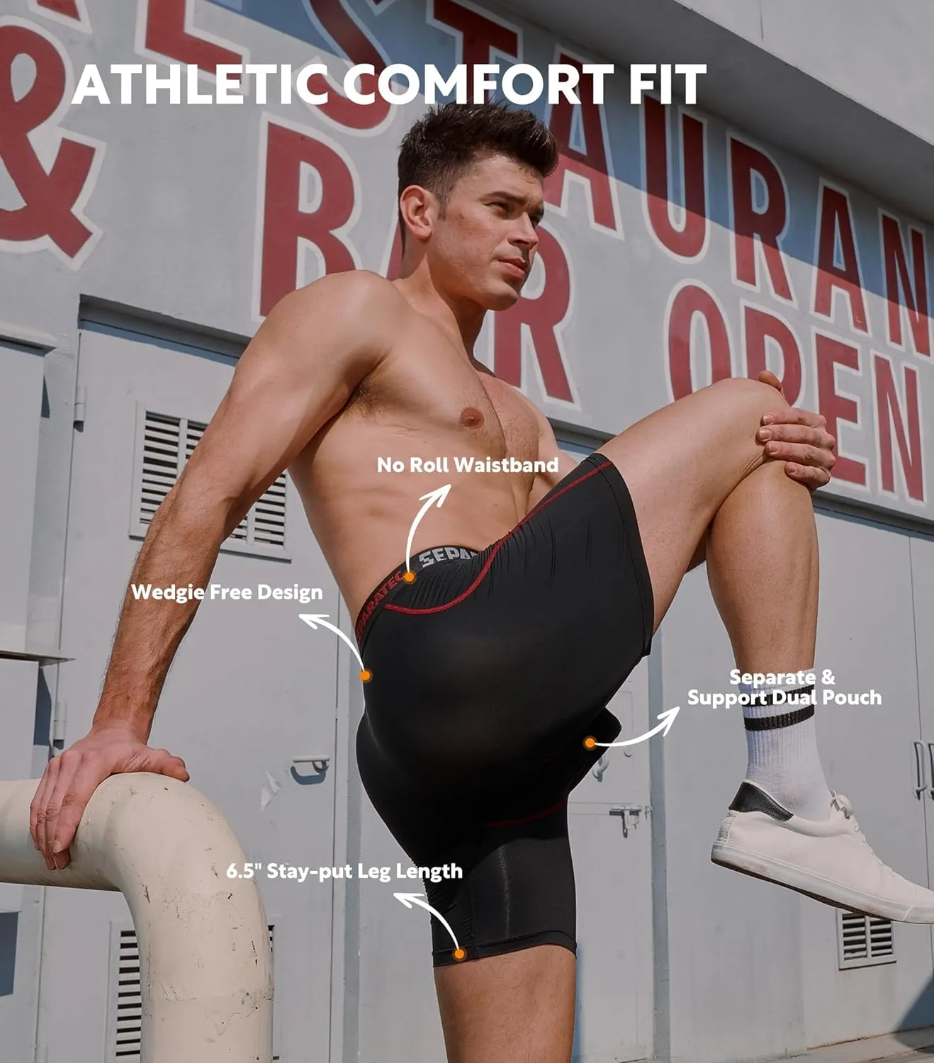Separatec Mens Underwear with Pouch for balls Anti Chafing Underwear Men Athletic Sport Performance Long Boxer Briefs 3 Pack