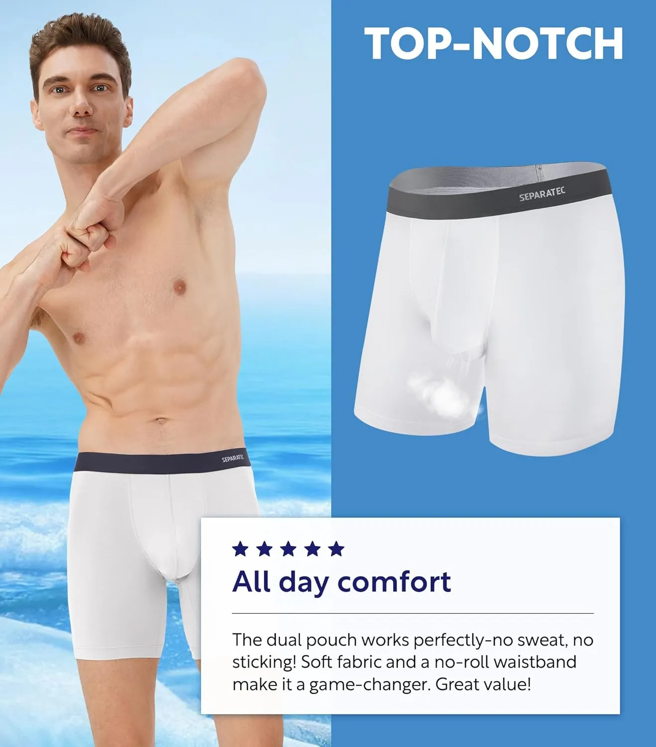 Separatec Mens Underwear with Pouch Moisture Wicking Rayon Made From Bamboo Underwear Men Breathable Boxer Briefs 3 or 6 Pack