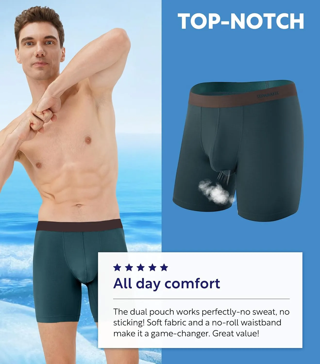 Separatec Mens Underwear with Pouch Moisture Wicking Rayon Made From Bamboo Underwear Men Breathable Boxer Briefs 3 or 6 Pack