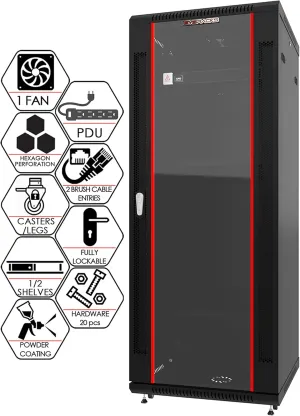 Server Rack - Wall Cabinet - 18U Wall Mount Rack Enclosure with Fans - Audio Rack - Network Rack - 24 Inch Depth AV Cabinet - with Casters - PDU - Shelf - Locking Cabinet - Black Sysracks