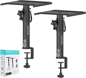 Set of 2 Studio Monitor Stands Desktop Speaker Stands Height Adjustable 12" to 18" Speaker Stands with Desk Clamp