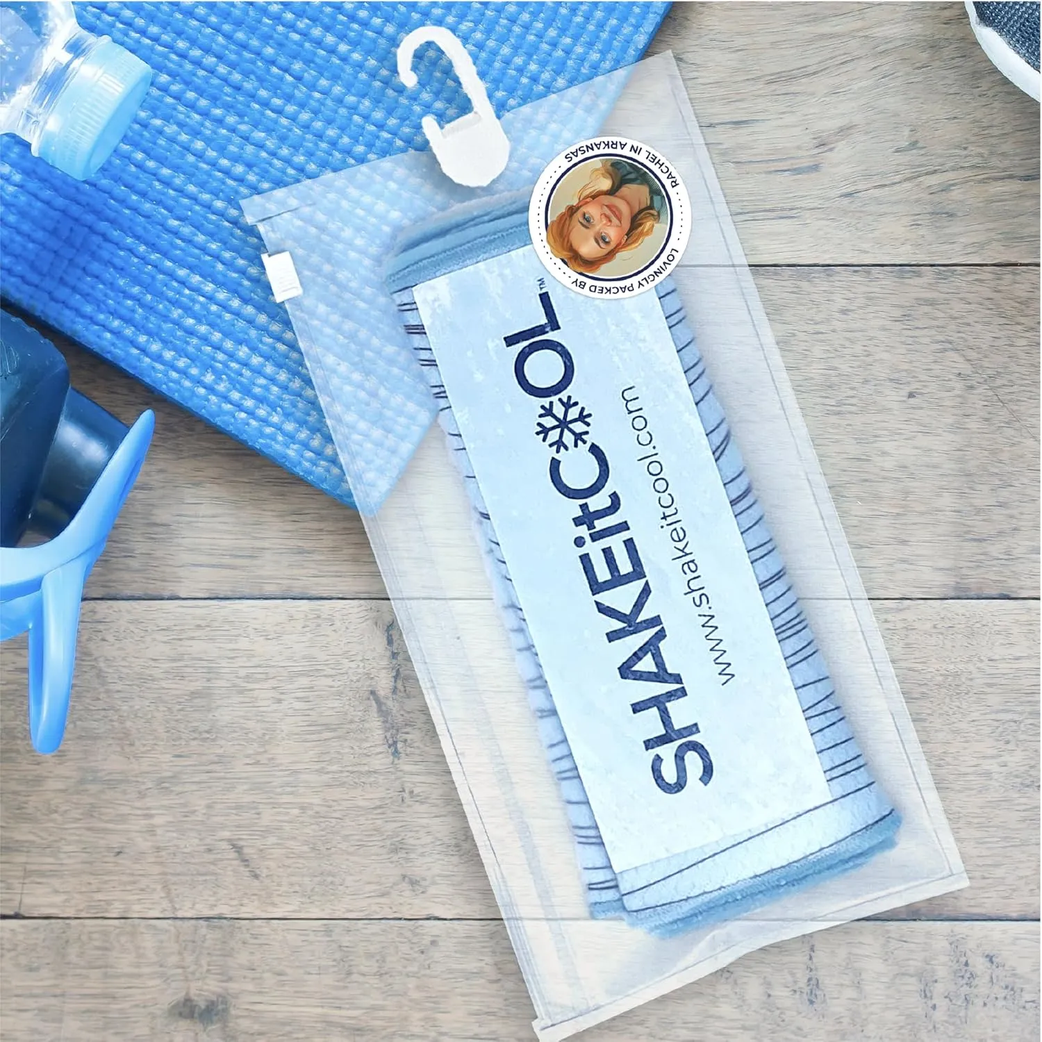 SHAKEitCOOL Original Cooling Towel – Be Cool in Style - Heat Relief, Soft, Lightweight, Sun Protection, Easy Clean - Perfect for Biking, Running, Yoga, Gym, Gardening - Blue Fractal