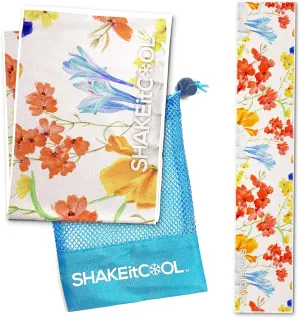 SHAKEitCOOL Original Cooling Towel – Be Cool in Style - Heat Relief, Soft, Lightweight, Sun Protection, Easy Clean - Perfect for Biking, Running, Yoga, Gym, Gardening - Flower