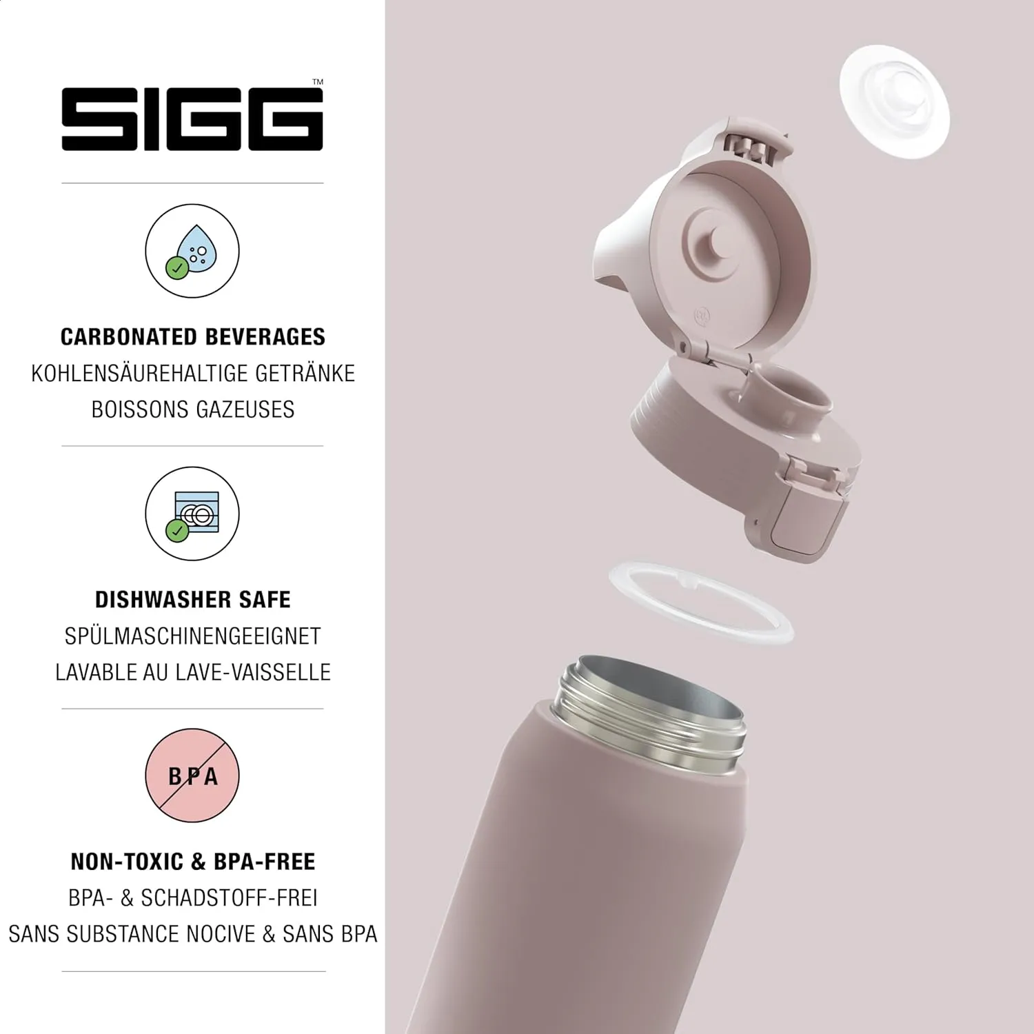 SIGG - Shield Therm- Stainless Steel Insulated Water Bottle - Carbonated Drinks, Leakproof, BPA Free, Recycled, 25, 34Oz
