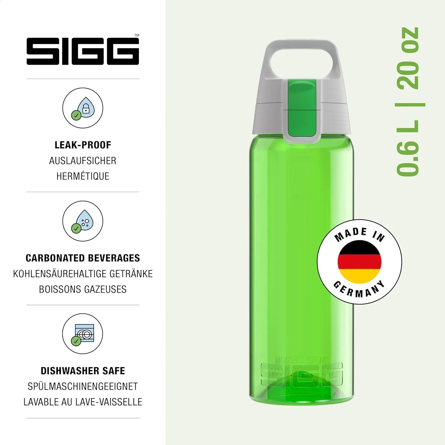 SIGG - Total Color - Refillable Sports Water Bottle - Tritan - Carbonated Drinks - Dishwasher Safe - BPA Free 20Oz, 34Oz