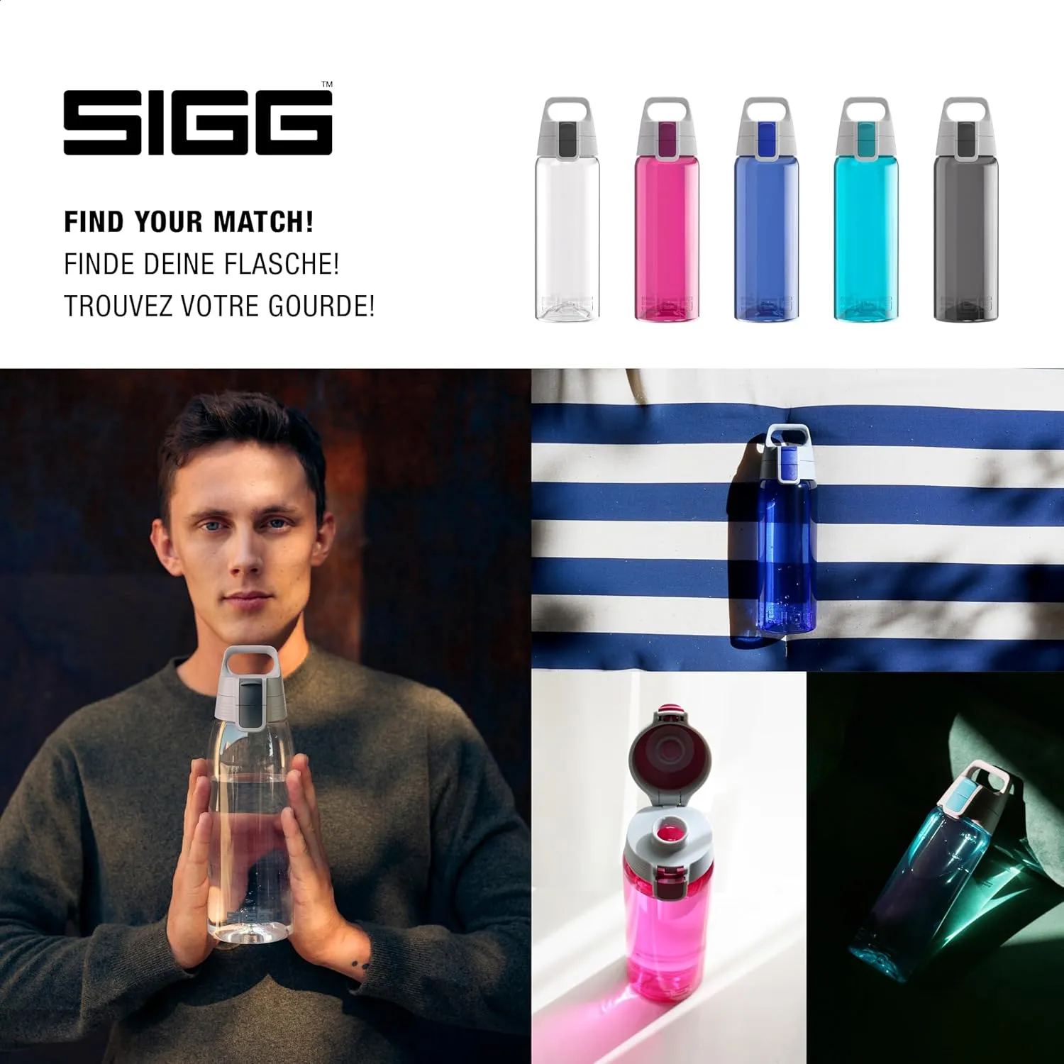 SIGG - Total Color - Refillable Sports Water Bottle - Tritan - Carbonated Drinks - Dishwasher Safe - BPA Free 20Oz, 34Oz