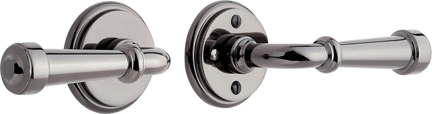 Signature Hardware 479172 Esmond Right Handed Solid Brass Privacy Door Lever Set with 2-3/4" Backset - Black Nickel