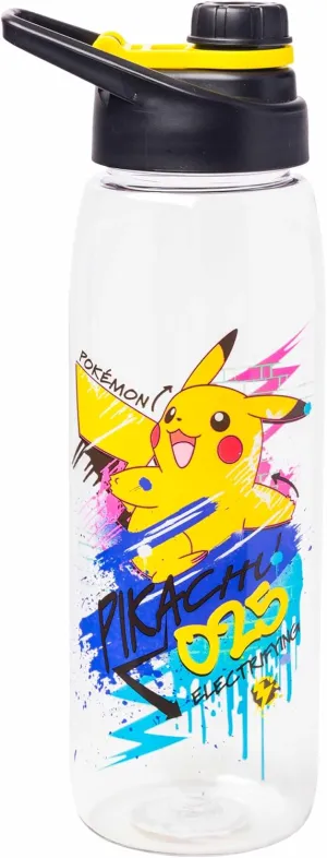 Silver Buffalo Pokémon Skate Graffiti Electrifying Pikachu Water Bottle with Screw-On Lid, 28 Ounces