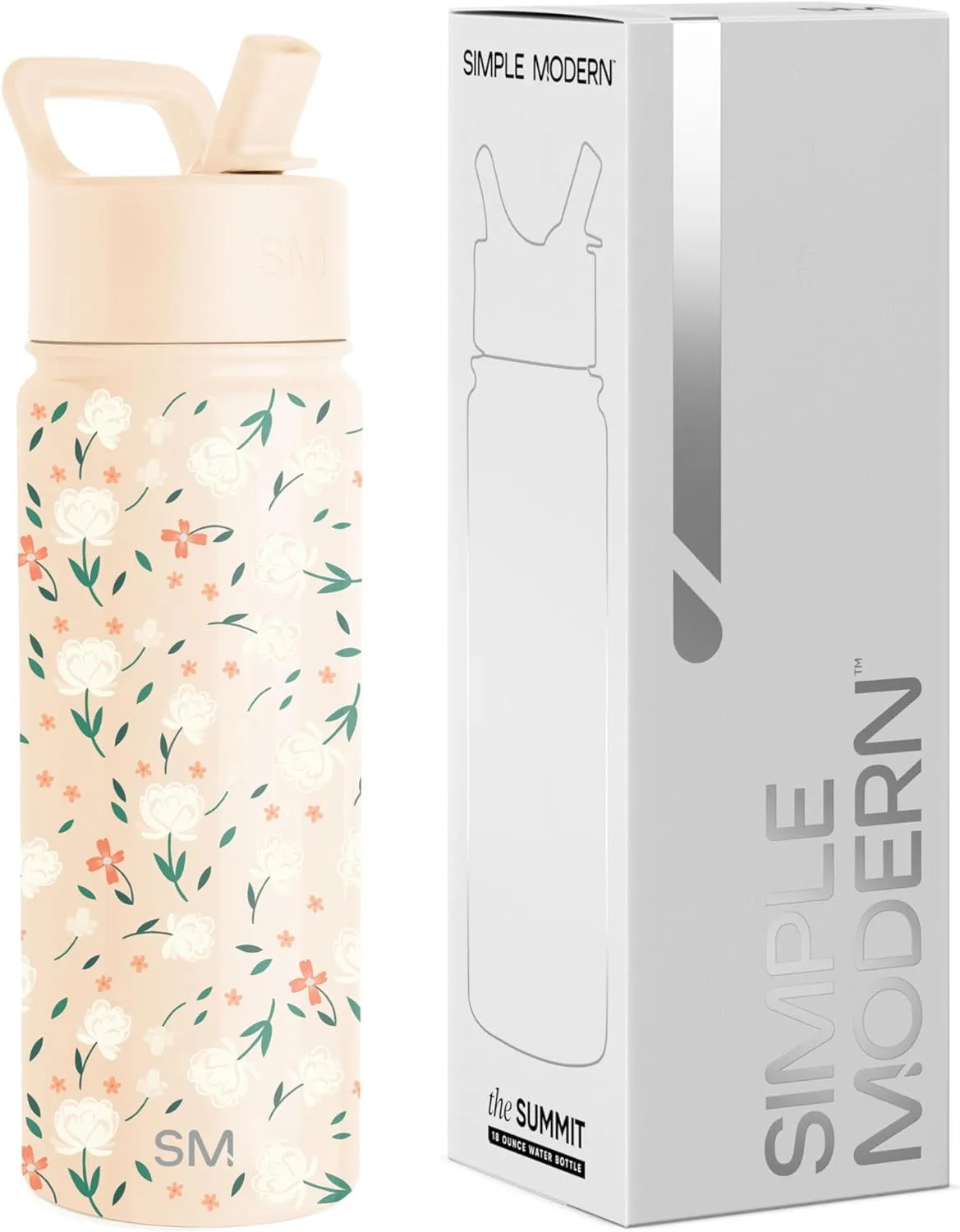 Simple Modern Kids Summit Water Bottle with Straw Lid | 18oz Stainless Steel Cup Insulated Tumbler for Toddlers, School | Chloe Floral