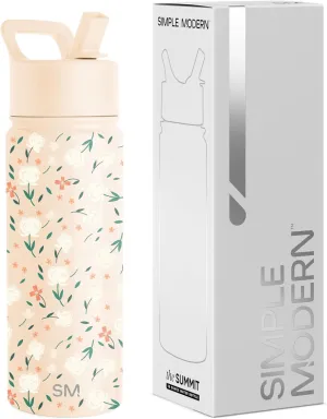Simple Modern Kids Summit Water Bottle with Straw Lid | 18oz Stainless Steel Cup Insulated Tumbler for Toddlers, School | Chloe Floral