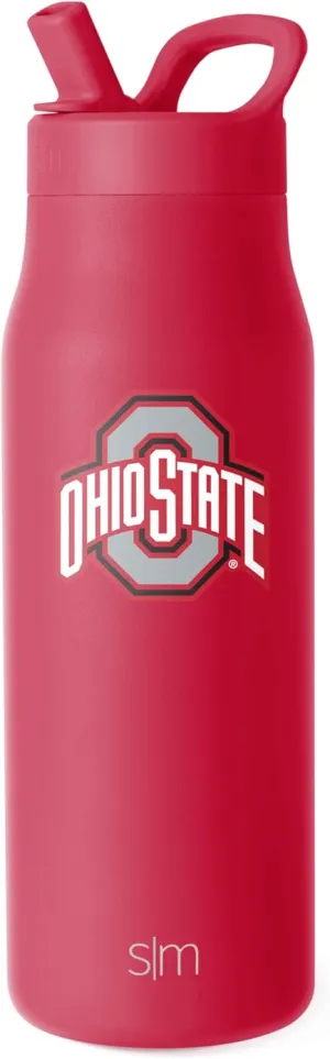 Simple Modern Officially Licensed Collegiate Ohio State Buckeyes Water Bottle with Straw Lid | NCAA Insulated Stainless Steel Travel Thermos | Leak Proof | Mesa Collection | Ohio State University