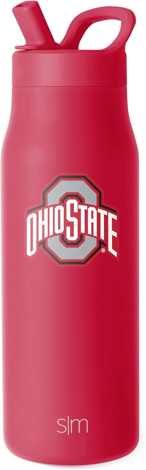 Simple Modern Officially Licensed Collegiate Ohio State Buckeyes Water Bottle with Straw Lid | NCAA Insulated Stainless Steel Travel Thermos | Leak Proof | Mesa Collection | Ohio State University