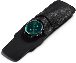 Single Watch Gift Pouch Portable PU Leather Travel Watch Storage Bag for Men and Women(Black)