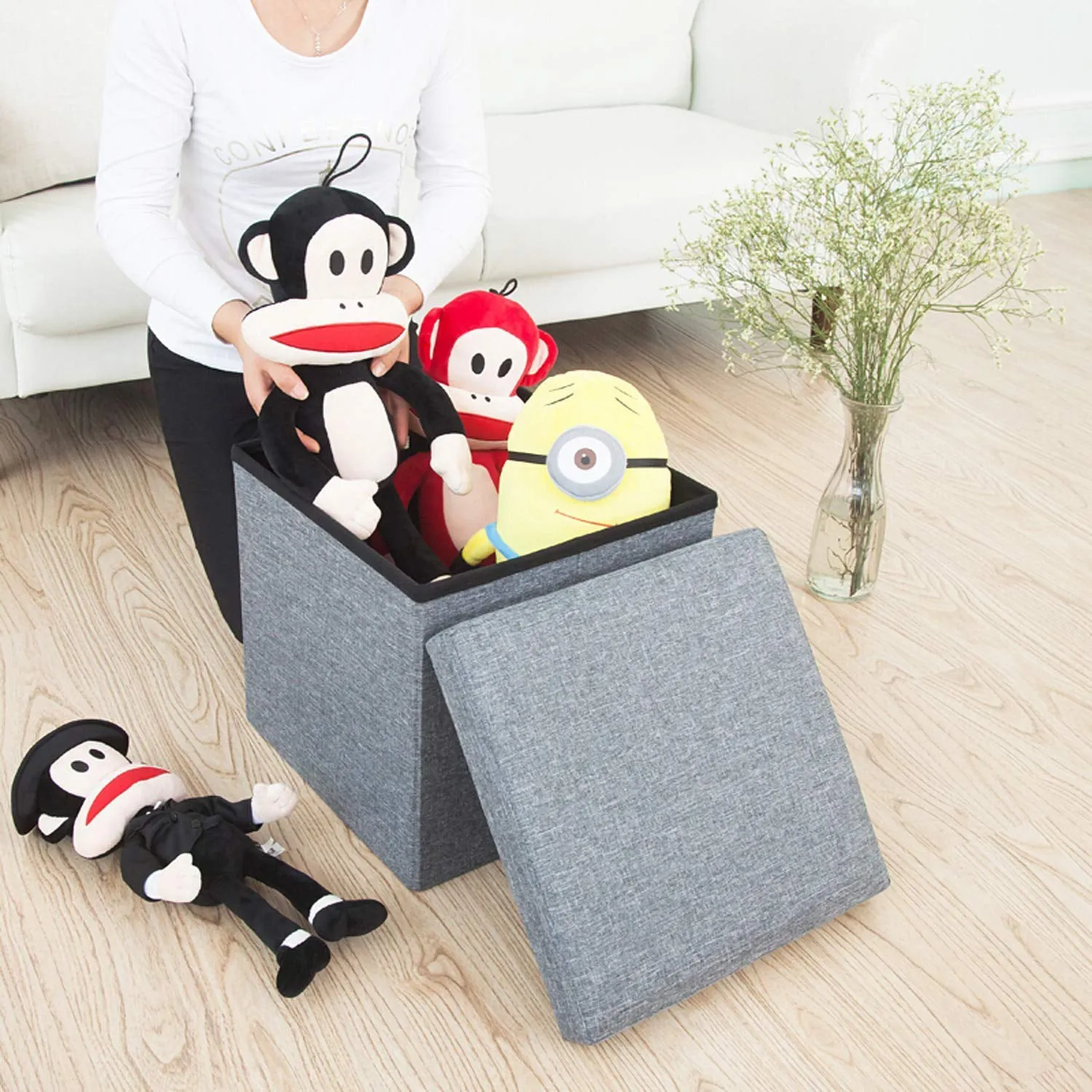 Sitting Clothes, Foldable Books, and Shape Living Cushion Special deal Cube with Price-busting Storage Room Box. (Mix Bins with 4986 Seat. Toys Storage Stool Color) Organizer Multipurpose