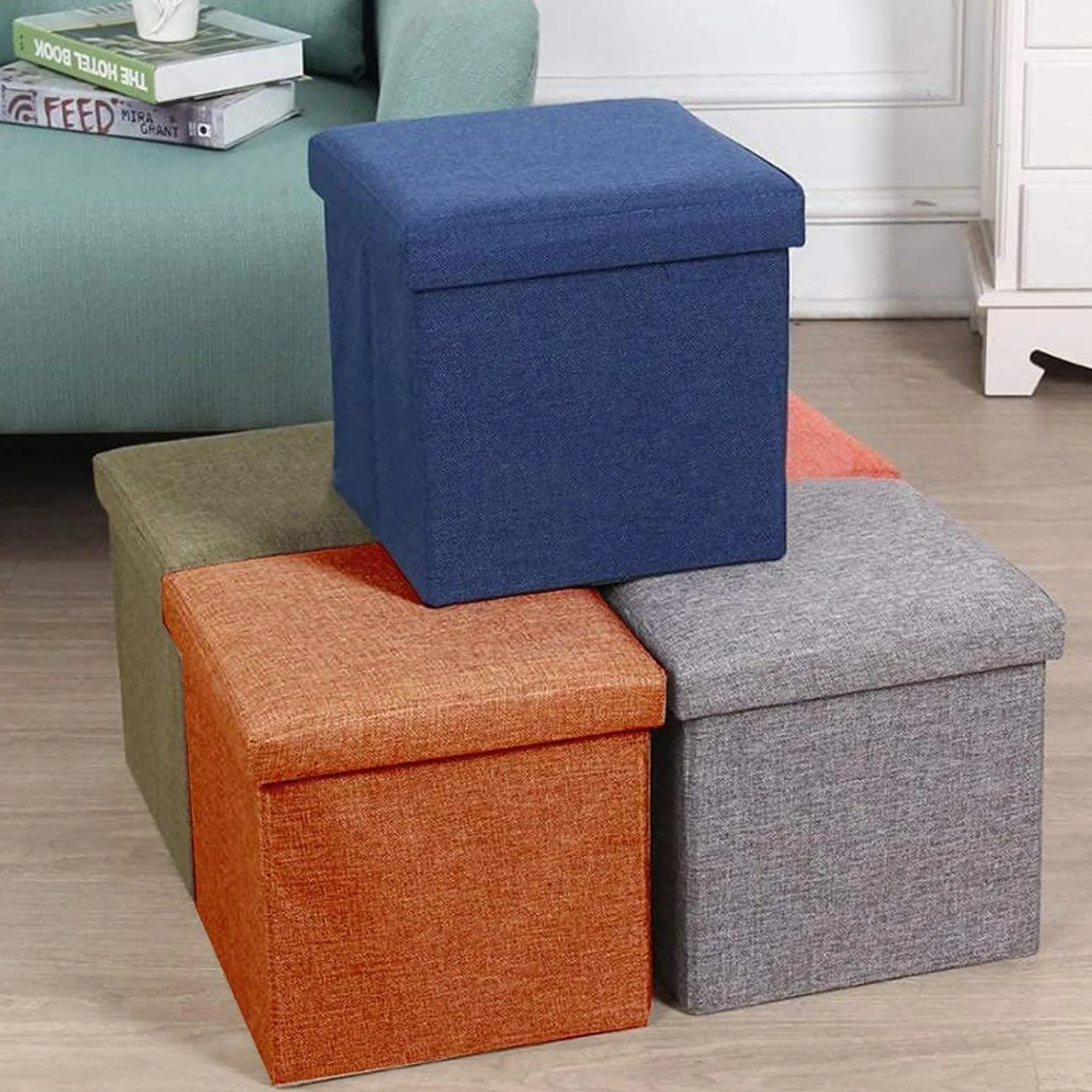 Sitting Clothes, Foldable Books, and Shape Living Cushion Special deal Cube with Price-busting Storage Room Box. (Mix Bins with 4986 Seat. Toys Storage Stool Color) Organizer Multipurpose
