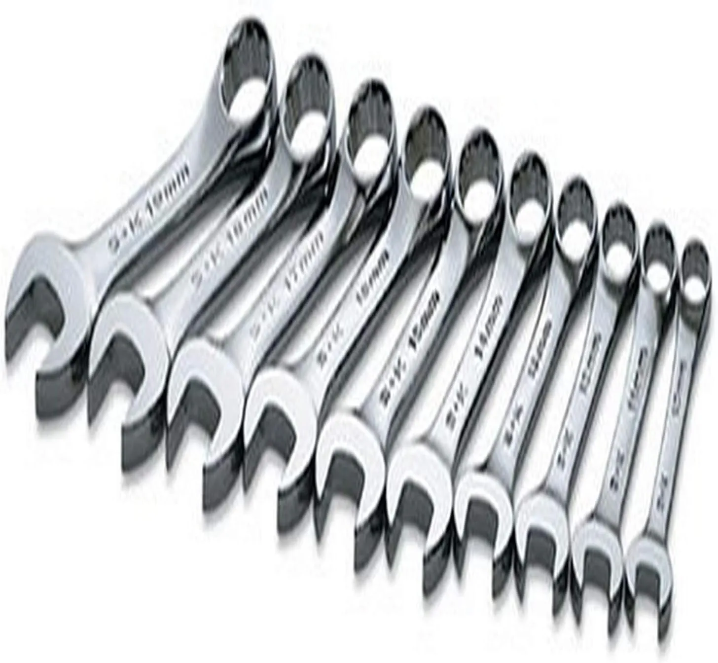 SK Tools USA 10 Piece, Short Pattern, Metric, SuperKrome® Combination Wrench Set: 10MM - 19MM | 86240
