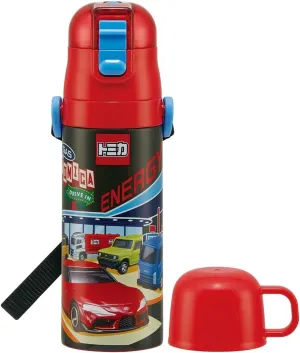 Skater SKDC4-A Children's 2-Way Stainless Steel Kids Water Bottle with Cup, 15.2 fl oz (430 ml), Tomica 22, Boys