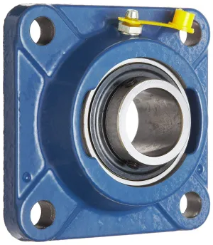 SKF F4B 104-RM Ball Bearing Flange Unit, 4 Bolts, Set Screw Locking, Regreasable, Contact Seal, Cast Iron, 1-1/4" Bore, 3-5/8" Bolt Hole Spacing, 5730lbf Dynamic Load Capacity