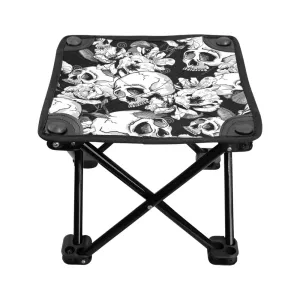 Skull Floral Print Folding Fishing Camping Stool