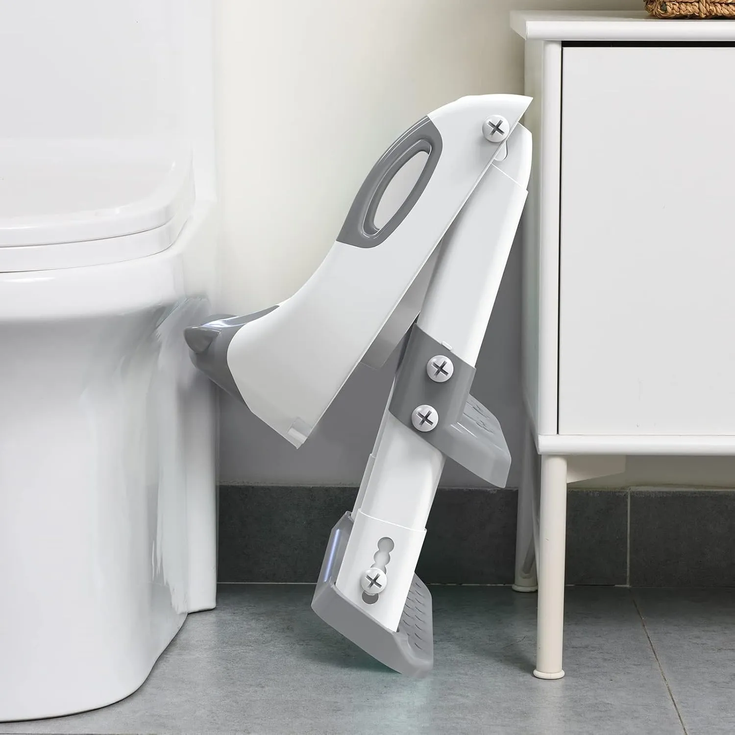 SKYROKU Toilet Potty Training Seat with Step Stool Ladder, Toddler Potty Seat for Kids and Toddler Boys Girls, Splash Guard and Safety Handles(Grey)