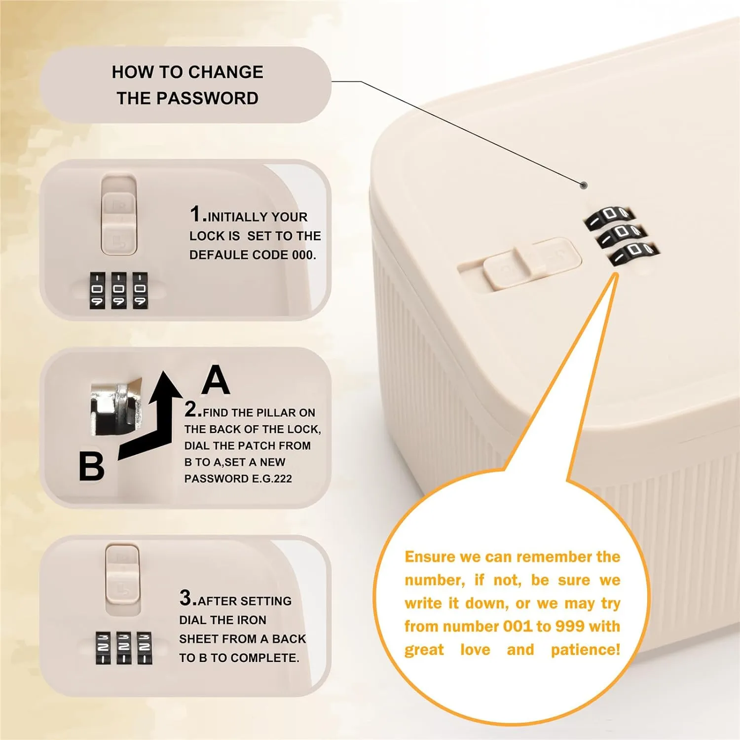 Small Lockbox for Medication Safe, 2L Fridge Lock Box Lockable Storage Box with Code, Small Safe Phone Lock Box Food Lock Boxes with Locking Lid for Home Fridge Freezer/Office Personal Items, Beige