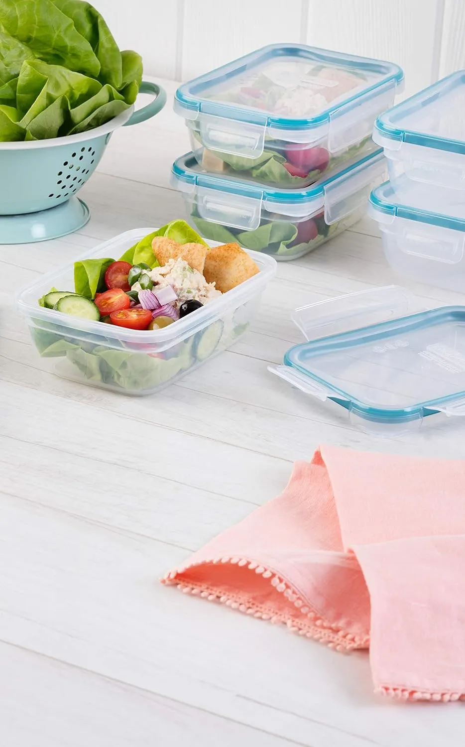 Snapware Total Solution 10-Pc Plastic Food Storage Containers Set, 3-Cup Rectangle Meal Prep Container, Non-Toxic, BPA-Free Lids with 4 Locking Tabs, Microwave, Dishwasher, and Freezer Safe