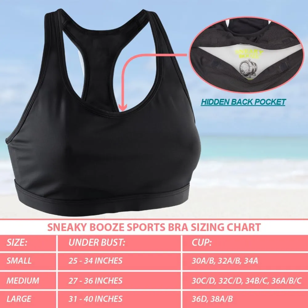 Sneaky Booze Sports Bra Hidden Flask Pouch for Women Portable 25oz Undetectable Alcohol Bag