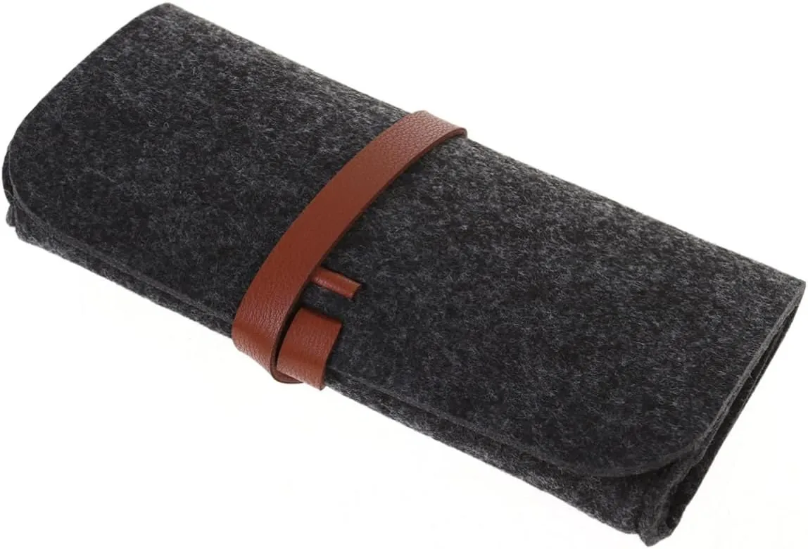 SOIMISS Portable Felt Eyeglasses Case and Sunglasses Storage Bag Dark Grey Makeup Pouch for Travel Use Lightweight Wool Cosmetic Organizer present for Friends