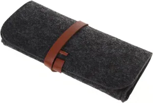 SOIMISS Portable Felt Eyeglasses Case and Sunglasses Storage Bag Dark Grey Makeup Pouch for Travel Use Lightweight Wool Cosmetic Organizer present for Friends