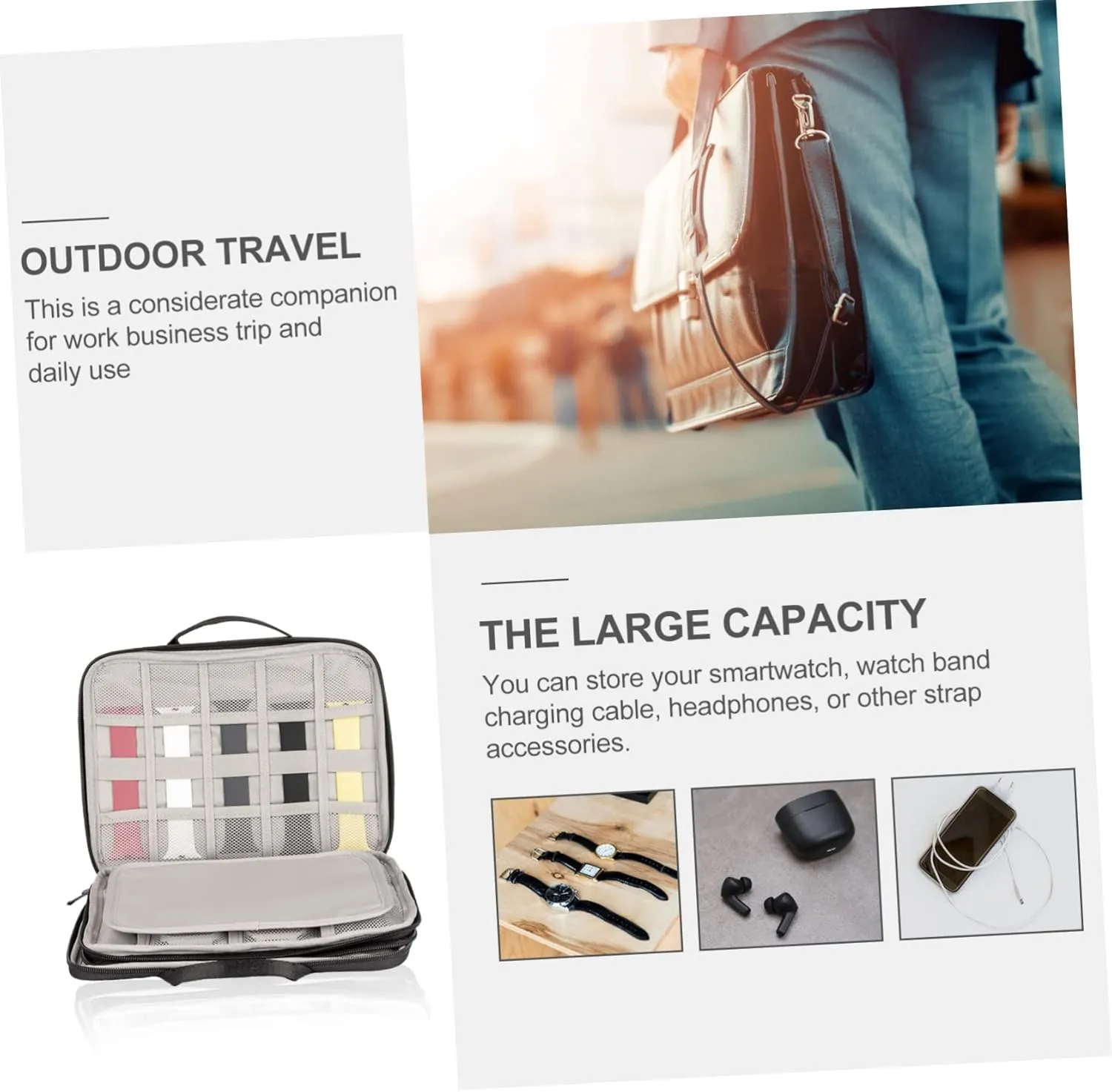 SOIMISS Travel Electronics Organizer Bag Hand Strap Bag Watch Band Carry Case Pocket Watch Pouch Purple Bag Watch Holder Bag Watch Band Carrying Wire Holder