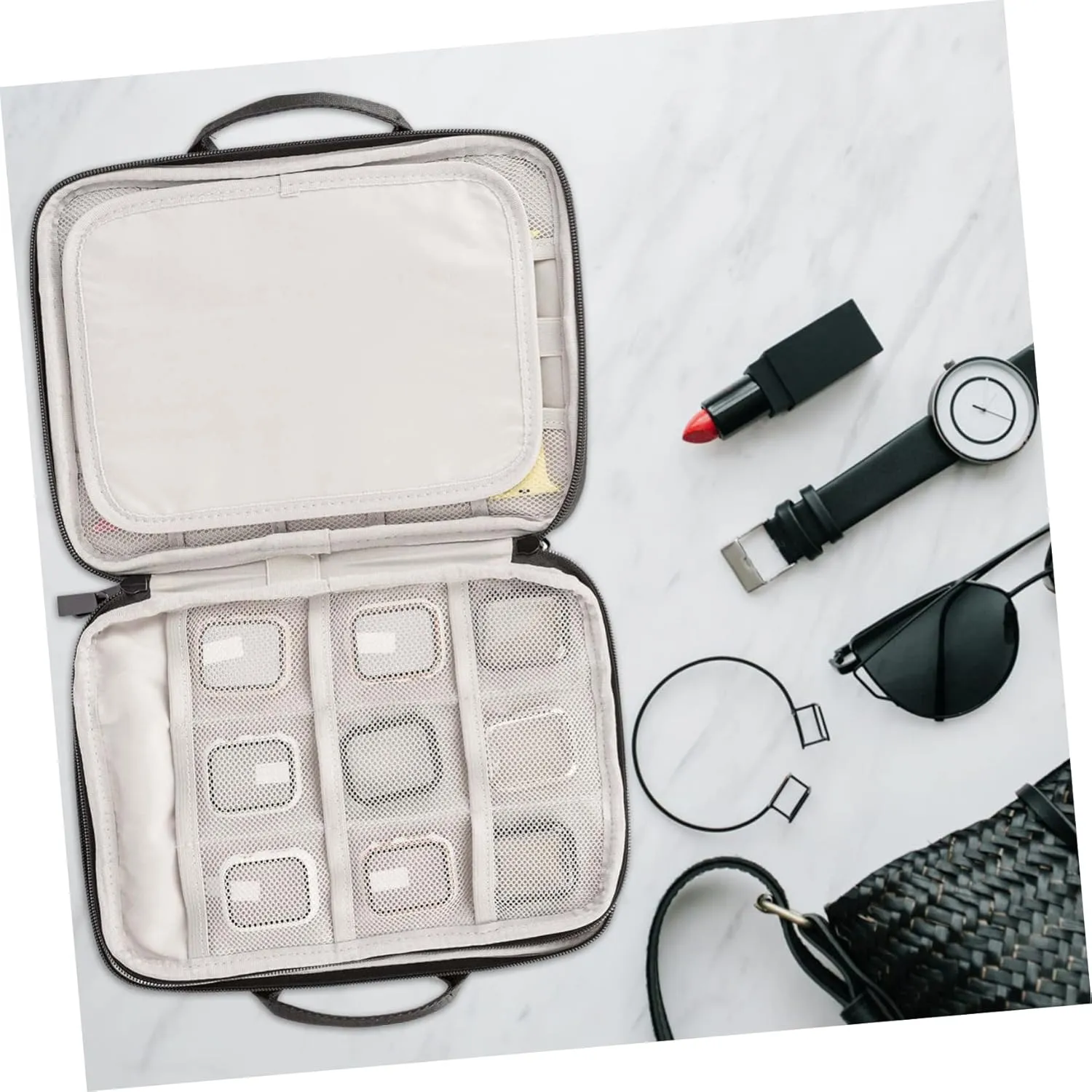 SOIMISS Travel Electronics Organizer Bag Hand Strap Bag Watch Band Carry Case Pocket Watch Pouch Purple Bag Watch Holder Bag Watch Band Carrying Wire Holder