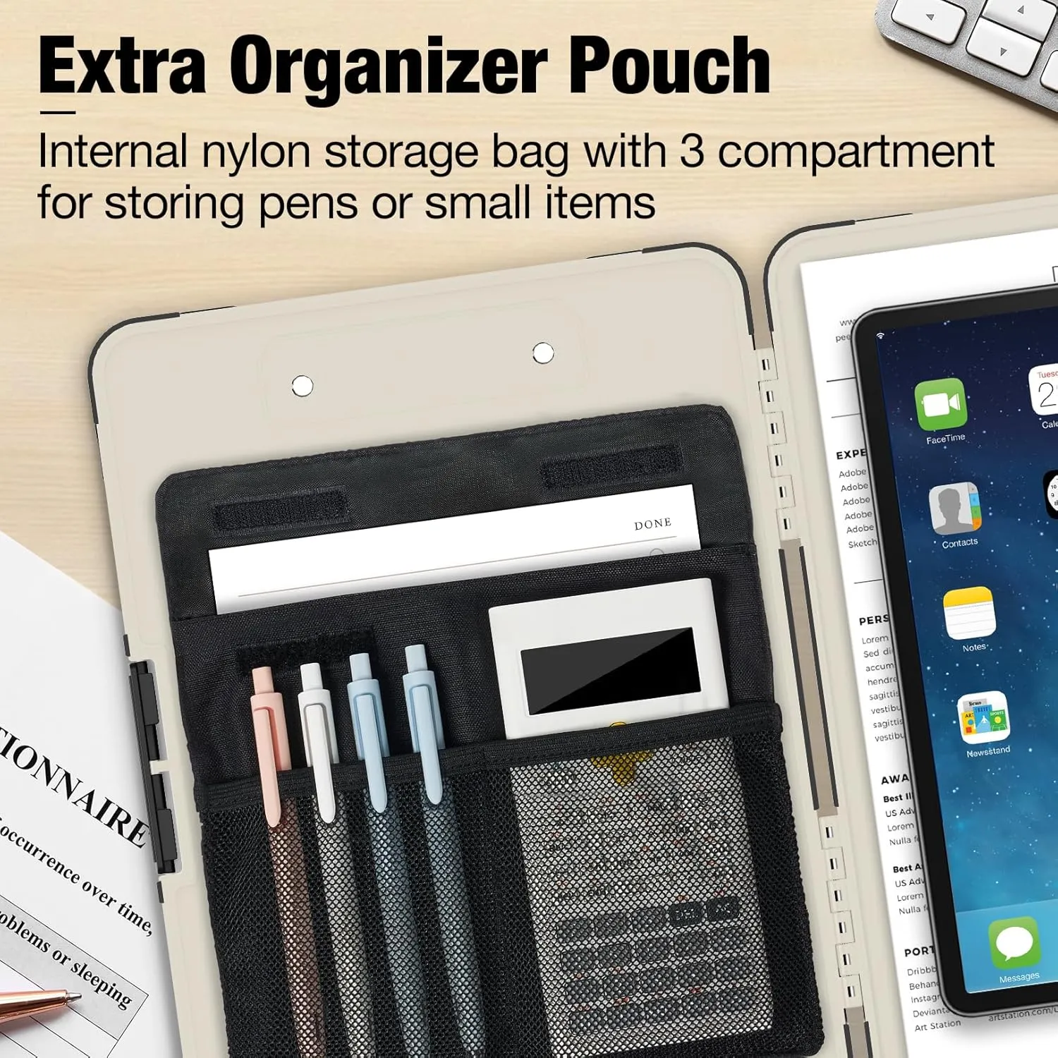 Sooez Toughest Clipboard with Storage, Internal Pen Pouch Included, Letter/ A4 Size, Shockproof Heavy Duty Plastic Clip Boards 8.5x11”, High Capacity Clipboards Box Case for Contractor Trucker Driver