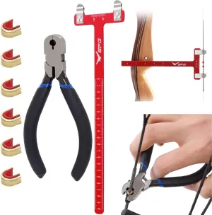 SOPOGER Archery Bow Square Nocking Points Pliers Bow String Knock Kit T Shape Turning Bow Square Ruler Tool String-Loop Nocking Buckle Pliers for Recurve Compound Bow Accessories