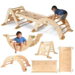 SPARK & WOW Wooden Climbing Gym | 3-Piece Wooden Indoor Jungle Gym | Montessori Climbing Set | Gross Motor Toys for Toddlers 1-3