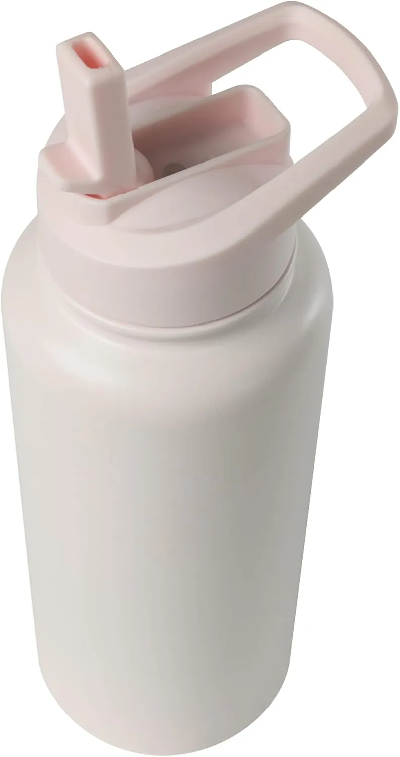 St. Kitts 32 oz Stainless Steel Water Bottle with Straw Lid|Double Wall Vacuum Insulated