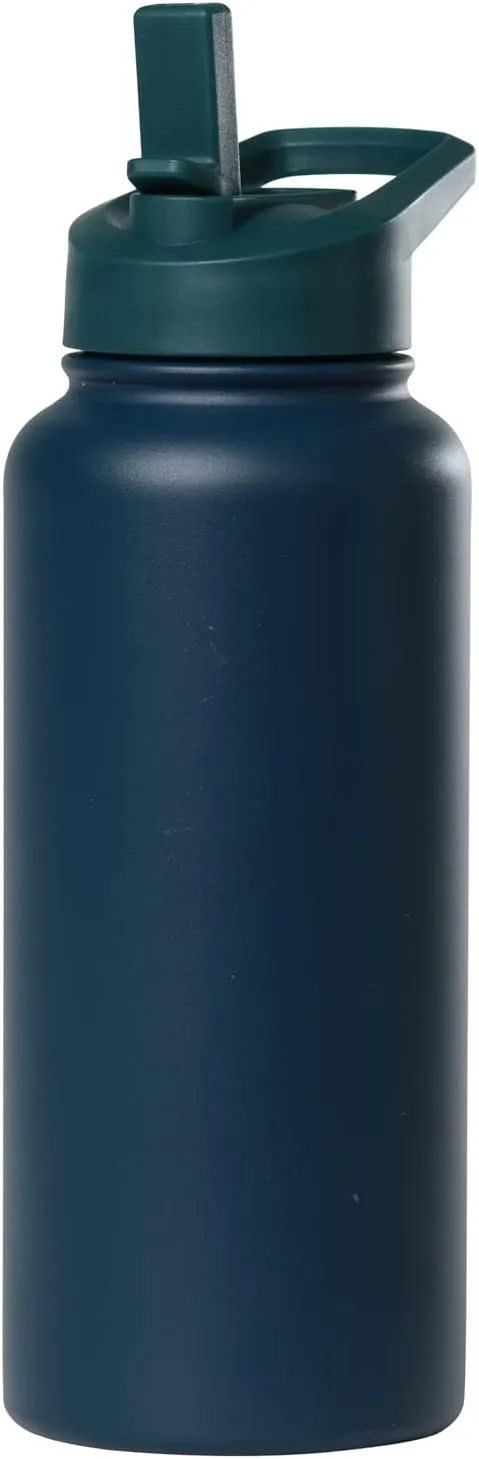 St. Kitts 32 oz Stainless Steel Water Bottle with Straw Lid|Double Wall Vacuum Insulated